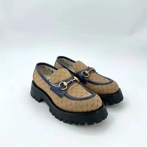 Gucci Brown GG Logo Loafers Size 38
